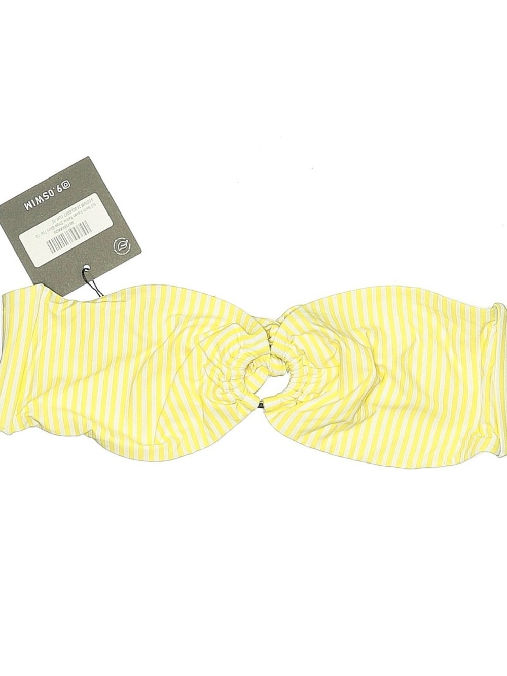 Yellow Stripe Ring-Front Bandeau Bikini Top NWT